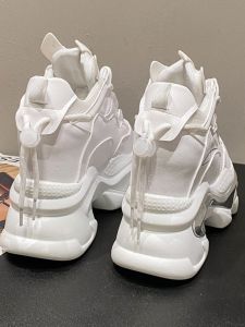 Spring 2024 Womens Dad Shoes 11cm Heightening Thick Bottom Breathable Sports Casual Shoe round Toe Deep Mouth Glue Adhesive Sole