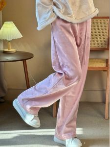 New Chinese Style Wide Leg Pants Womens Pink Slim Straight Loose Slimming Trousers Casual Summer Fashion plus Size