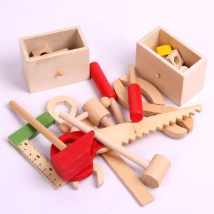 STEM Children Wooden Toolbox Wood Tool Box Screwdriver Screw Hammer Bolt Nut Repair Tools Kids Wooden Toy (Ready Stock)