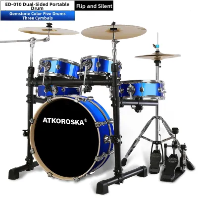ATKOROSKA | Portable Quiet Double-sided Practice Drum Set for Beginners Adult and Children