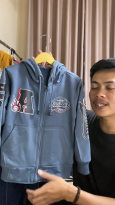 Jaket Hoodie Zipper Anak Laki Laki Custom Inisial A-Z Usia 3-13 Tahun Jacket Baseball Resleting Anak