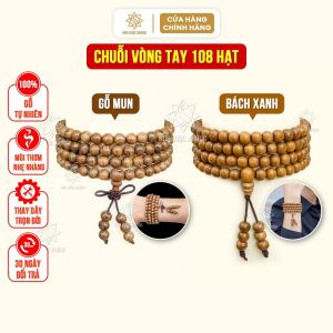 Vòng tay chuỗi 108 hạt gỗ bách xanh trầm hương Sơn Mộc Hương đeo tay nam nữ phong thủy may mắn bình an tài lộc