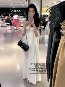 Váy Vest Không Tay Cổ Chữ V Kiểu Pháp Cho Nữ Mùa Hè Thời Trang Rộng Rãi Váy Midi Dài Đi Biển Váy Ngọt Ngào Cạp Cao