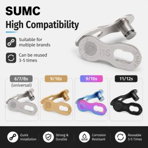 SUMC Bicycle Chain Link Connector 2 pair Mountain Road Bike Chain Magic Buckle Quick Release 6-7-8s  9-10-11-12s