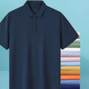 Antibacterial Pearl Cotton Men Polo Shirt Business Short Sleeve Basic Style T-Shirt Summer Tops Solid Color Polo Collar Mens Clothing