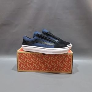 SEPATU VANS21 OLD SKOOL VAULT OG NAVY LIST HITAM KANVAS 36-43