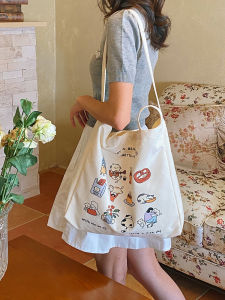 Fashionable Canvas Tote Bag for Women New Arrival Cute Design Casual Dailybag Large Capacity Single Shoulder Bag Ideal for Students and Commuters