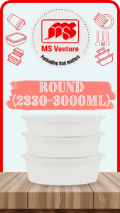 {MSV-WS} Round Microwavable Plastic Takeaway Containers (2330ml-3000ml) Anti Leak Durable Reusable MS 2500 MS 2750 3000