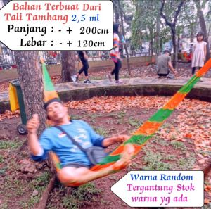 HAMMOCK AYUNAN JARING TERBUAT DARI BAHAN TALI TAMBANG PANJANG 200cm LANGSUNG DARI PENGRAJIN