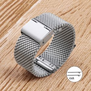 1.0mm Milanese Mesh Loop Stainless Steel Watch Band Bracelet 18mm 20mm 22mm 24mm Wristbands for DW 3mm Thickness Strap for Omega