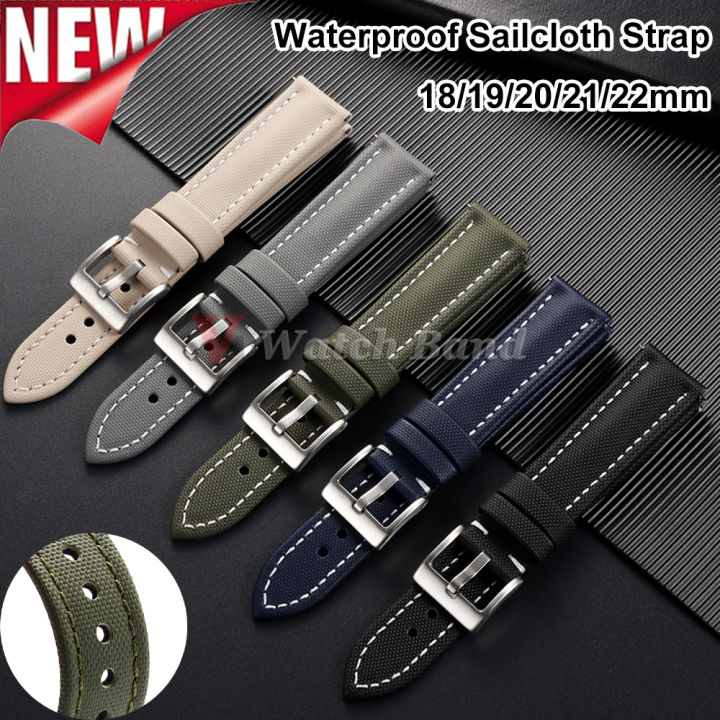tonjett high quality multicolor nylon sailcloth watch... Waterproof Sailcloth Watch Band Premium Sailcloth Strap 18mm 19mm 21mm ...