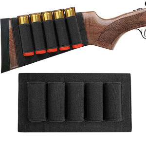 5 Hole Carrier Bag Shotgun Shell Butt Stock Molle Shell Cartridge Holder Extra Round for 12/20GA Hunting Sports Accessories