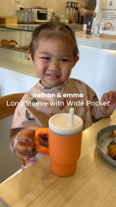 Nathan & Emma Long sleeve Baby Bib with Wide Food Catcher (1 PC) | 100% Polyester | Age grade: 6 months+ | Baby Feeding Essentials