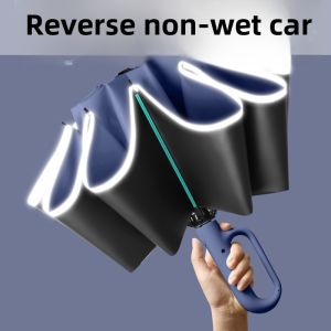 Automatic Folding Umbrella Thickened Large Size Mens High End Womens Sun Rain Dual Purpose Car Mounted Inverted Carbon Steel