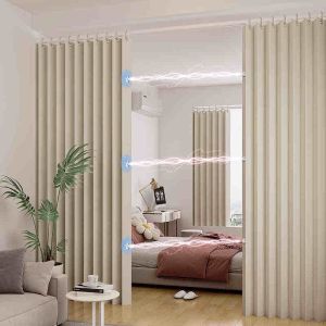 Folding Door Curtains Natural Blackout Pleated Door Curtains with Hooks for Door Way Accordion Style Closet Door Curtains Wall