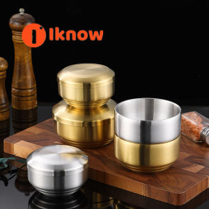 I know Korean style 304 double-layer stainless steel rice bowl with lid household soup bowl insulated childrens Korean cuisine kimchi bowl