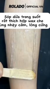 Sáp trong suốt ROLADO cao cấp chuyên wax vùng lông cứng thơm mùi dừa không gây kích ứng da có tặng kèm que gỗ