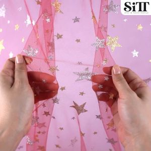 ผ้าตาข่ายดาวกากเพชร ผ้าตาข่ายลายดาวกากเพชร ผ้ามุ้งลายดาว ผ้ามุ้งดาว ผ้าตัดชุดแฟชั่น ผ้าเมตร ผ้าหลา