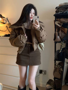 Winter Thickened Short Pure Color Lamb Fur Collar Jacket Womens Warm Cotton Padded Coat Street Style Splicing Outerwear