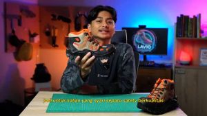 Sepatu Safety Pria Boots Tinggi Ujung Besi Keren Lavio Gradien Septi Kerja Proyek Lapangan
