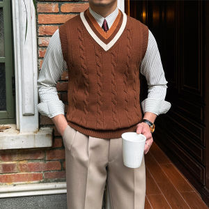 Áo Vest Knit Phong Cách Học Thuật Anh Quốc Retro