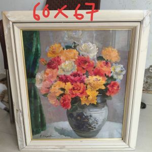 Tranh sơn dầu hoa nghệ nhân hàng Âu
