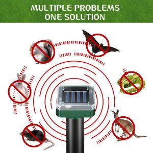Solar Ultrasonic Animal Repeller Motion Sensor Outdoor Garden Solar Pest Repeller Mouse Bird Cat Dog Bat Trap Keep Animals Away Mouse Repellent Killer