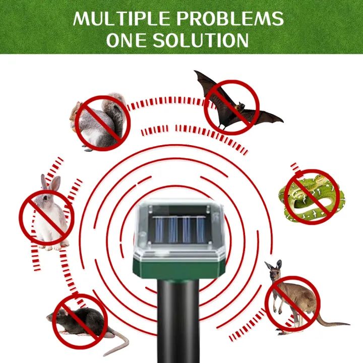Solar Ultrasonic Animal Repeller Motion Sensor Outdoor Garden Solar ...