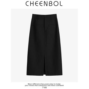 Gray Suit Skirt High Waist Slit Design Business Casual Slimming Long Skirt for Women Autumn Season Fashionable Elegant