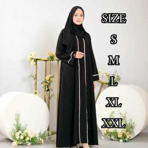 promo Abaya gamis muslimah trand kekinian 2024 baju muslim arabi wanita elegant crinkle hitam putih