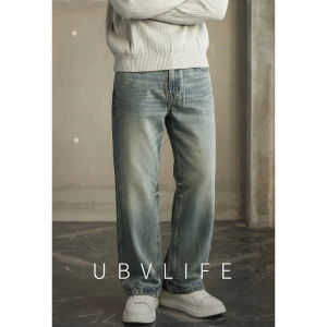 UBV | Vintage Washed Straight Fit Jeans Foggy Finish Durable Men Pants