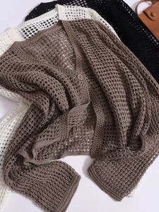 Cut Out Knitting Cardigan Womens Spring and Summer New Design Sense One Button Outer Wear Thin Sun-Proof Coat Loose Blouse
