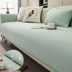 Ice Silk Sofa Cushion Summer Cool Sensation Non-Slip Fixed Modern Simple Style Home Fabric Sofa Pad Cover Cloth Machine Washable