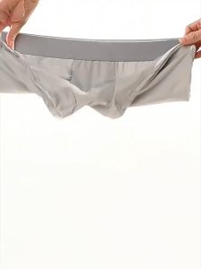 4 Pcs Mens Ice Silk Underwear High Elastic Solid Boxer