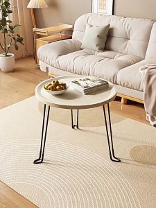 Foldable living room sofa side table coffee table portable household solid wood small round table balcony coffee table