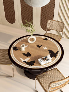 Retro round Table Mat Waterproof Oil-resistant Dining Table Cloth Luxury Sensation Tea Table Pad Heat-resistant High Temperature Leather