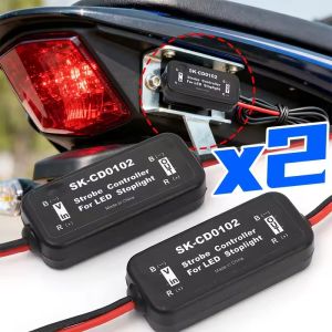 โมดูลแฟลชเชอร์เบรคตัวควบคุมไฟกระพริบอเนกประสงค์2ชิ้นด้านหลังไฟเบรกหลัง12-24โวลต์อุปกรณ์หยุดท้ายไฟแฟลช LED