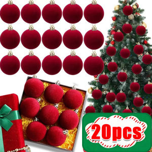 10/20pcs Wine Red Velvet Christmas Balls for Xmas Tree / Flocking Christmas Balls Pendant Orgaments / Navidad Festival Home Party Decor