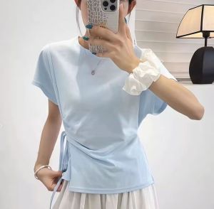 Chic White Short-Sleeve T-Shirt Korean Style Womens Fashion Summer SlimFit Zipper Design Breathable MoistureWicking Tee