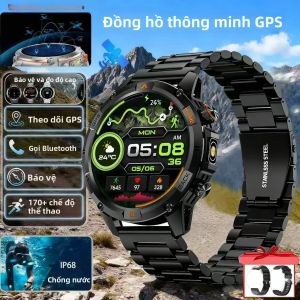 Đồng Hồ Thông Minh GPS Quân Sự 2025 Dành Cho Nam Màn Hình IPS 1.46 Inch Chống Nước IP68 Tích Hợp Đèn Pin Hỗ Trợ Gọi Bluetooth Tương Thích Với Android/iOS