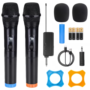 2 Kênh Micro Không Dây UHF Cầm Tay Mic Ngưng Tụ Đa Hướng Cho Bữa Tiệc Karaoke Nhà Thờ Chương Trình Chuyên Nghiệp Cuộc Họp