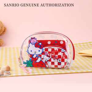 Sanrio | Kawaii Sanrio 3-in-1 Makeup Bag Set Hello Kitty Kuromi Waterproof Transparent Cosmetic Organizer Pouch with Wristband