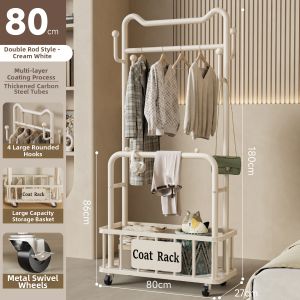 YIXUAN | Moveable Bedside Double Bar Clothes Hanger