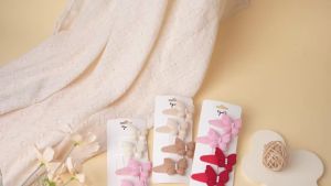 4Pcs/set Cute BB Hair Clips Set Baby Girls Headwear Handmade Crochet Butterfly Kids Hairpins Fashion Headwear