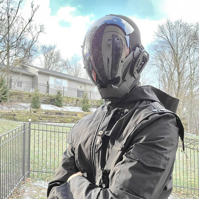 ⭐️【High Quality+In Stock】⭐Punk Gothic Cyber Helmet Mask for Halloween ...