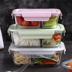 Hộp Cơm Trưa Bằng Kính Thân Thiện Với Môi Trường Có Nắp Đậy - Hộp Bento Chống Rò Rỉ Có Thể Hâm Nóng Bằng Lò Vi Sóng Dành Cho Học Sinh Và Dã Ngoại Hộp Đựng Thức Ăn Giữ Tươi