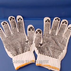 (12 Pasang) Sarung Tangan Bintik Kuning Tebal