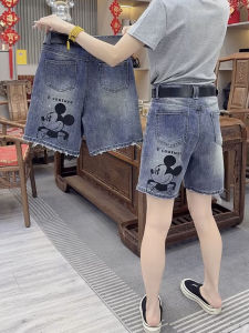 Fashionable Slimming Printed High-Waisted Wide Leg Jeans Shorts Womens Clothing Summer Newarrivals Breathable Elastic Waist