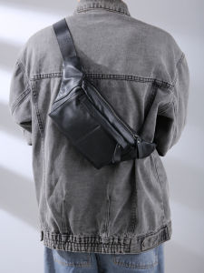 2024 New Mens Genuine Leather Crossbody Chest Bag Simple Sport Riding Single Shoulder Small Waist Bag Casual Style Leather Goods