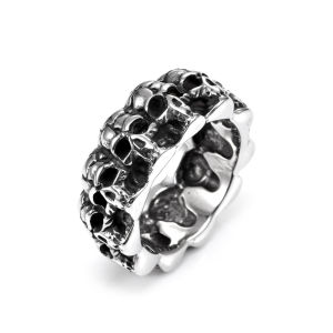 Gothic Vintage Stainless Steel Skull Ring For Men Boys Punk Rock Hip Hop Skull Rings Fashion Party Jewelry Gifts Dropshipping